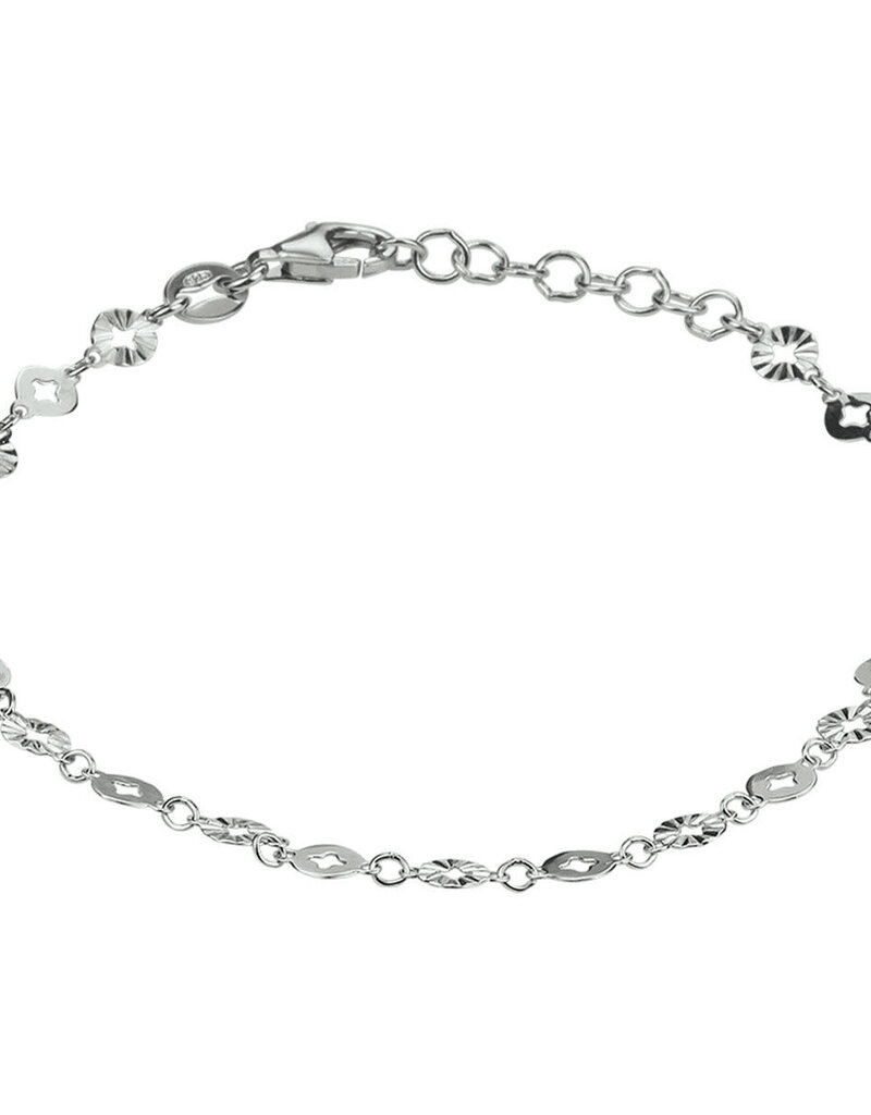 Zilveren enkelbandje - Gerhodineerd - Rondjes - 24+2