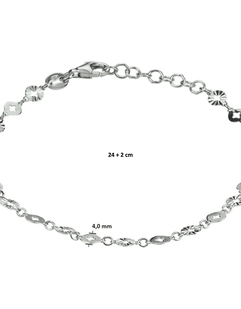Zilveren enkelbandje - Gerhodineerd - Rondjes - 24+2