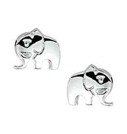 Zilveren oorknoppen - Gerhodineerd - Olifant