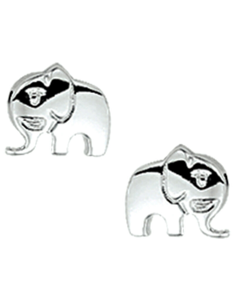 Zilveren oorknoppen - Gerhodineerd - Olifant