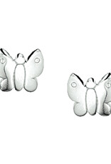Zilveren oorknoppen - Gerhodineerd - Vlinder