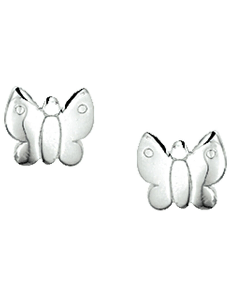 Zilveren oorknoppen - Gerhodineerd - Vlinder