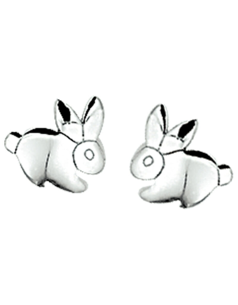 Zilveren oorknoppen - Konijntje