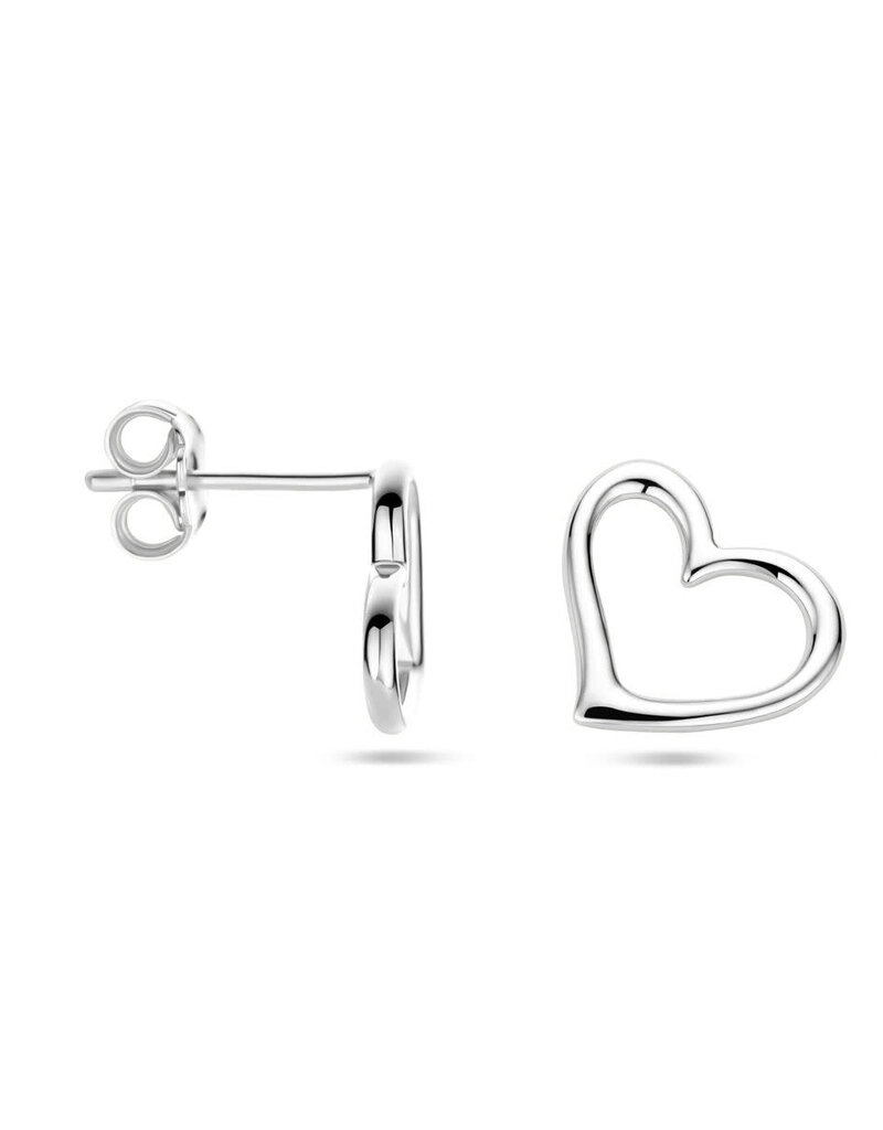 Zilveren oorknoppen - Gerhodineerd - Hartje