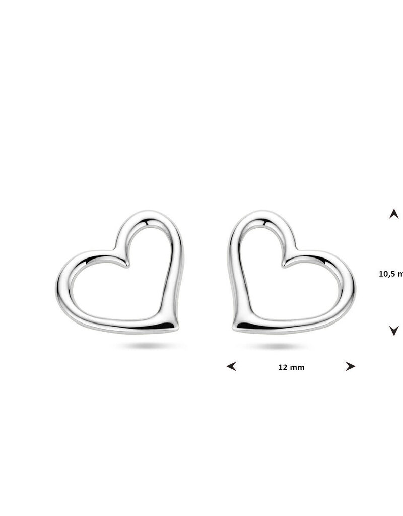 Zilveren oorknoppen - Gerhodineerd - Hartje