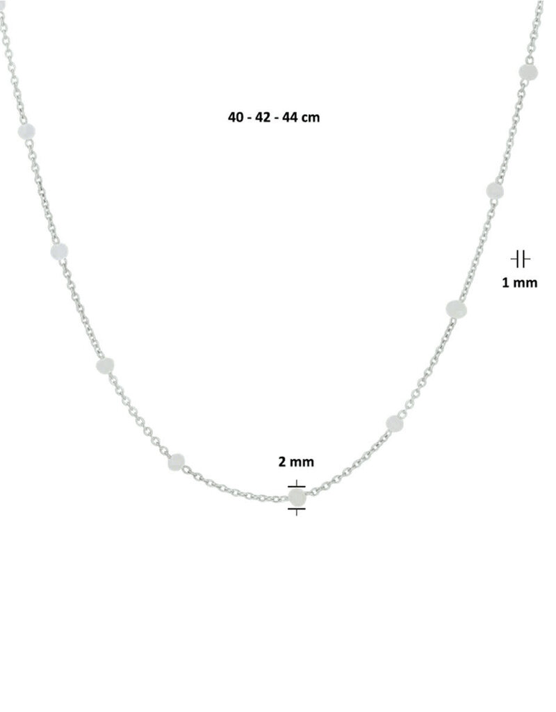 Zilveren collier - Gerhodineerd - Maansteen -  40 - 42 - 44 cm