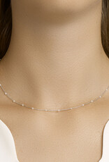 Zilveren collier - Gerhodineerd - Maansteen -  40 - 42 - 44 cm