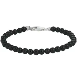 Zilveren armband - Gerhodineerd - Onyx - 4.5 mm - 16/19 cm