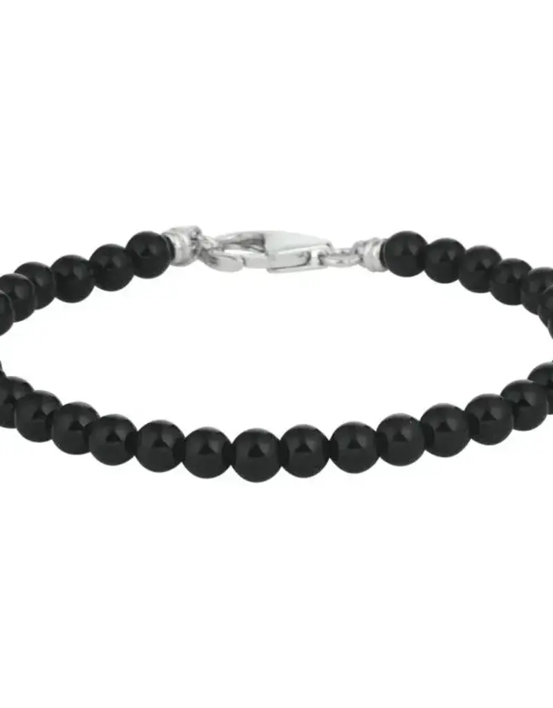 Zilveren armband - Gerhodineerd - Onyx - 4.5 mm - 16/19 cm