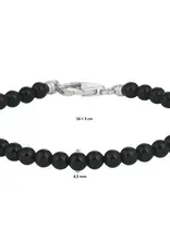 Zilveren armband - Gerhodineerd - Onyx - 4.5 mm - 16/19 cm