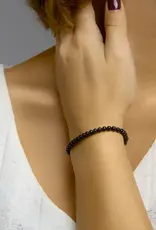 Zilveren armband - Gerhodineerd - Onyx - 4.5 mm - 16/19 cm