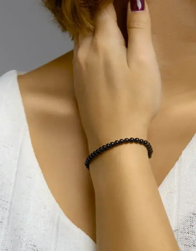 Zilveren armband - Gerhodineerd - Onyx - 4.5 mm - 16/19 cm