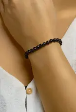 Armband - Zilveren sluiting - Gerhodineerd - Onyx - 6.3 mm - 16/19 cm