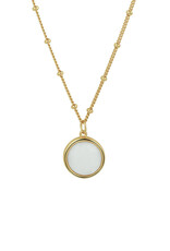 Verguld zilver collier - Wit agaat - 40 - 42 - 44 cm