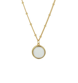 Verguld zilver collier - Wit agaat - 40 - 42 - 44 cm