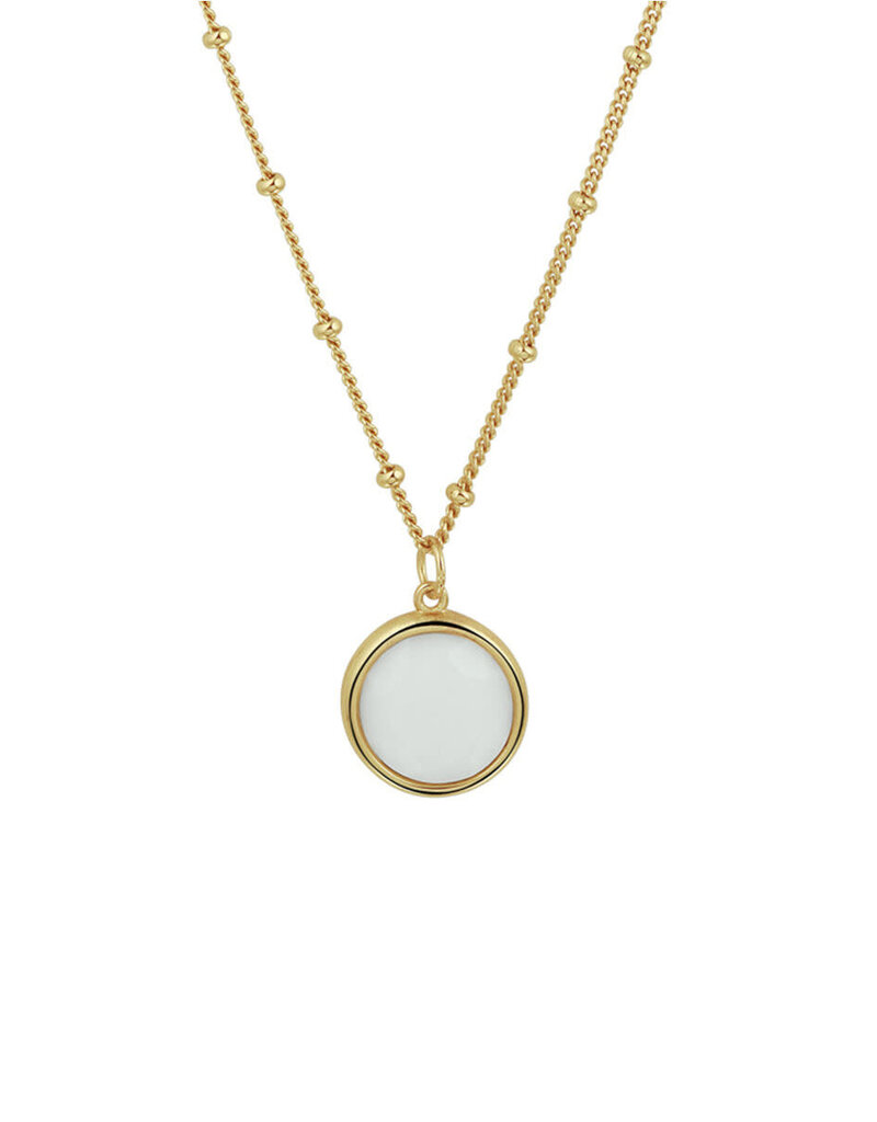 Verguld zilver collier - Wit agaat - 40 - 42 - 44 cm