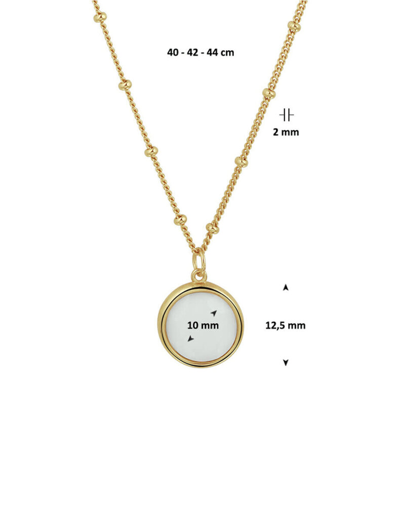 Verguld zilver collier - Wit agaat - 40 - 42 - 44 cm