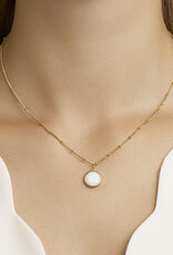 Verguld zilver collier - Wit agaat - 40 - 42 - 44 cm