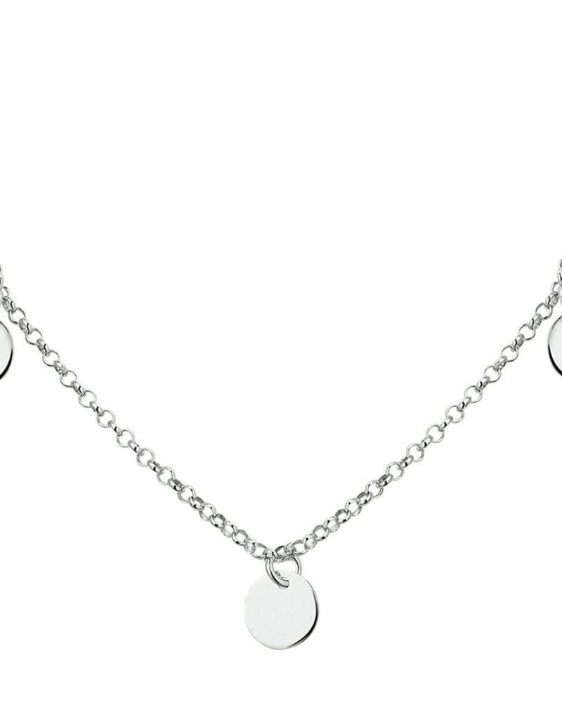 Zilveren collier - Gerhodineerd - Muntjes - 40/44 cm