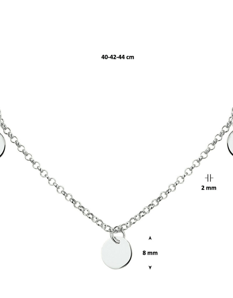 Zilveren collier - Gerhodineerd - Muntjes - 40/44 cm