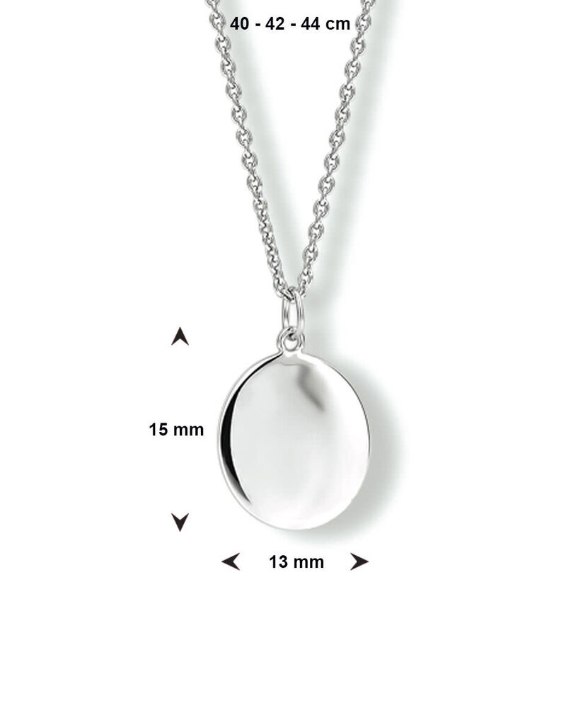 Zilveren collier - Gerhodineerd - Plaatje ovaal - 40 - 42 - 44 cm