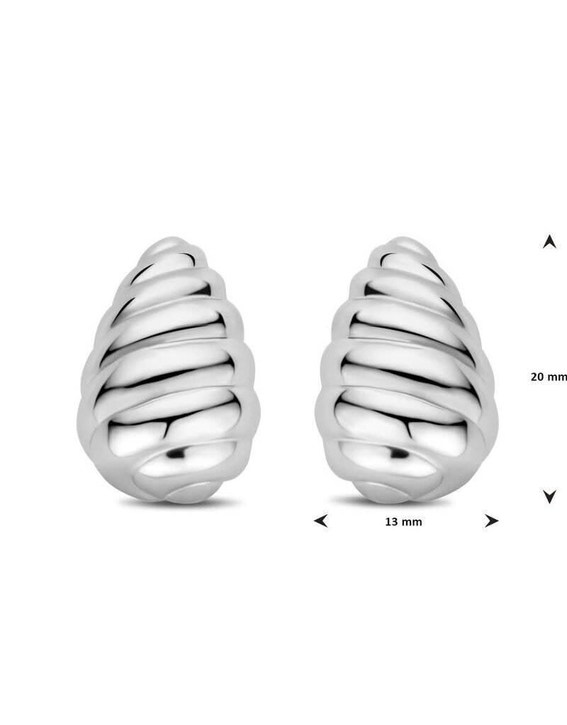 Zilveren oorknoppen - Gerhodineerd - Druppel gedraaid - 20 mm