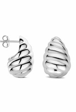 Zilveren oorknoppen - Gerhodineerd - Druppel gedraaid - 20 mm