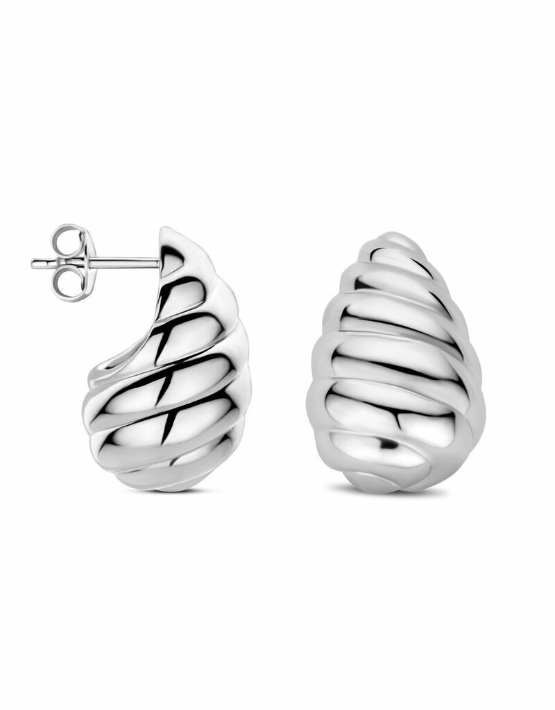 Zilveren oorknoppen - Gerhodineerd - Druppel gedraaid - 20 mm