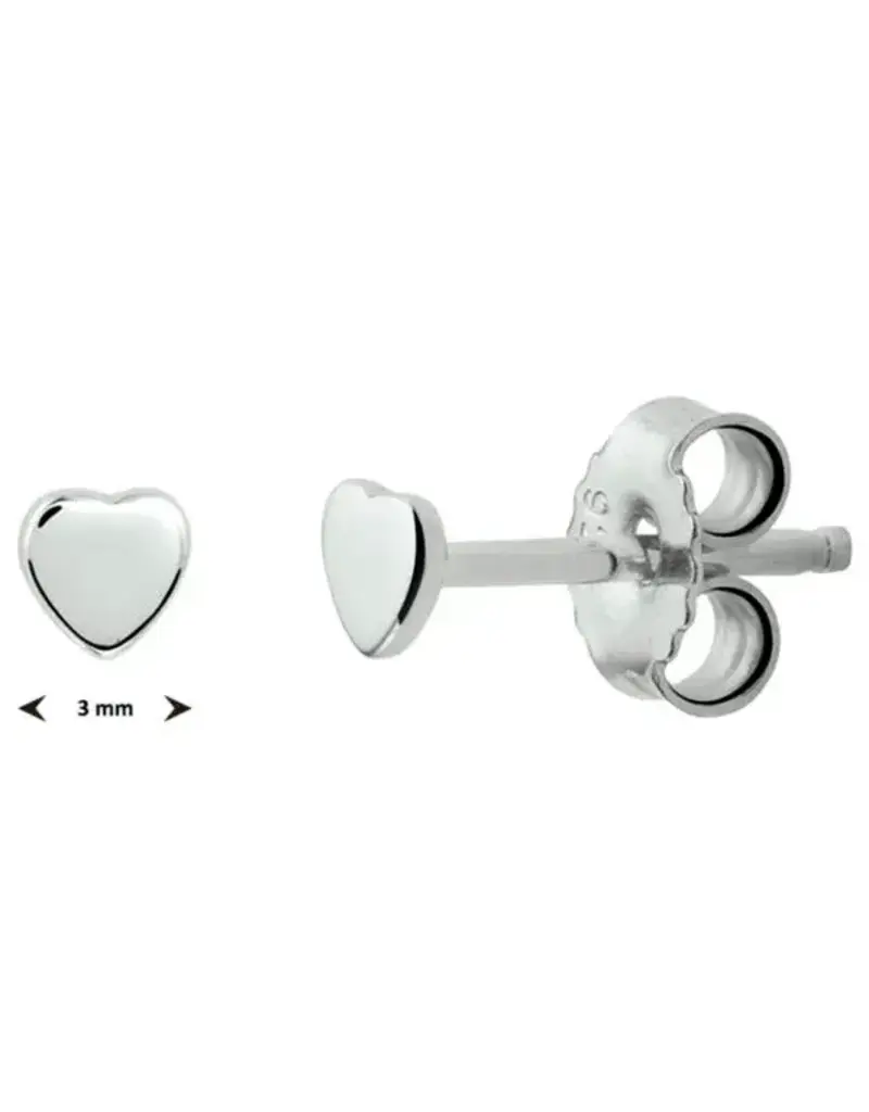 Zilveren oorknoppen - Gerhodineerd - Hartjes