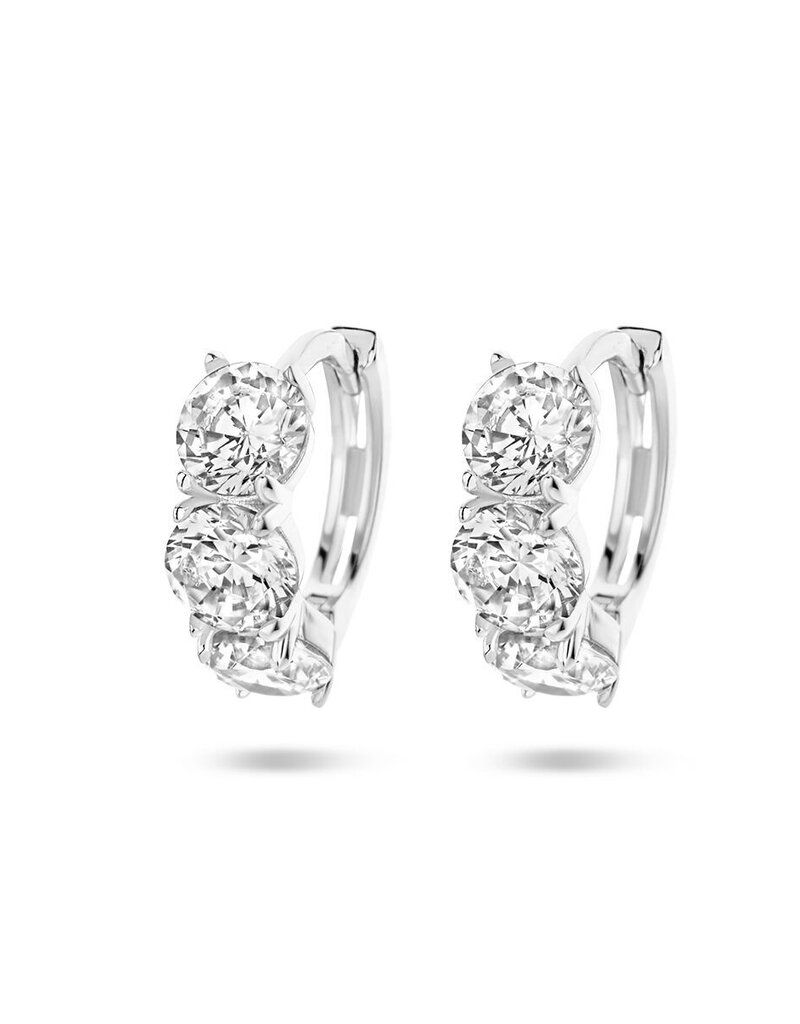 Zilveren oorringen - Gerhodineerd - Zirkonia