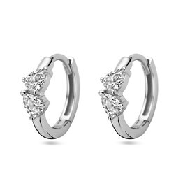 Zilveren oorringen - Gerhodineerd - Zirkonia