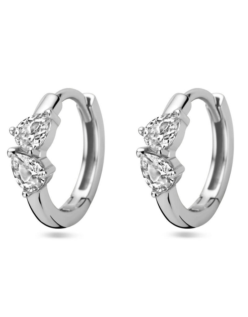 Zilveren oorringen - Gerhodineerd - Zirkonia