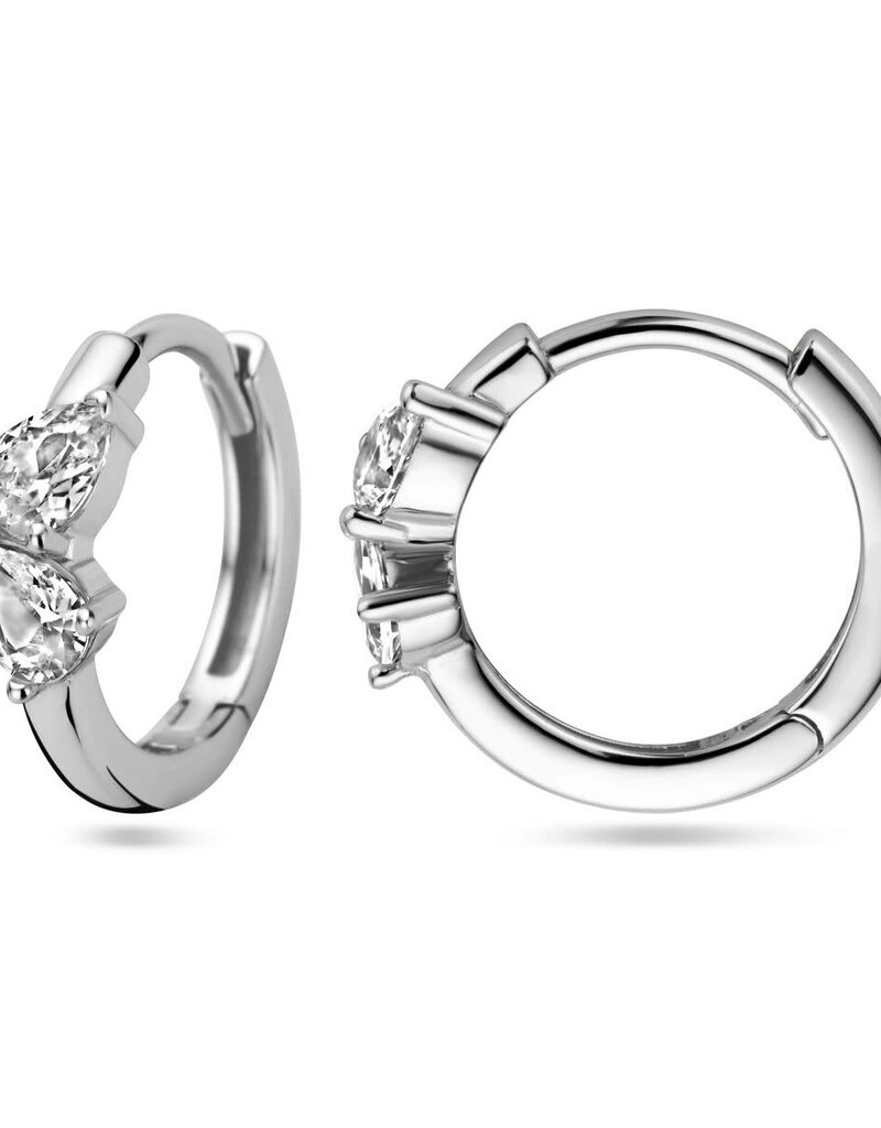 Zilveren oorringen - Gerhodineerd - Zirkonia