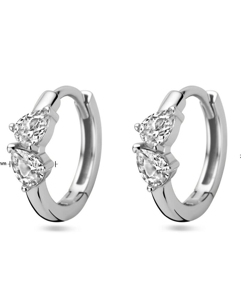 Zilveren oorringen - Gerhodineerd - Zirkonia