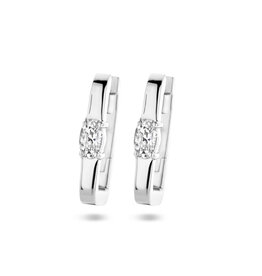Zilveren oorringen - Gerhodineerd - Vierkante buis - Zirkonia