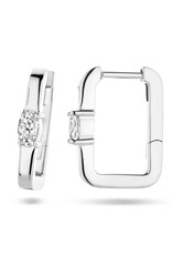 Zilveren oorringen - Gerhodineerd - Vierkante buis - Zirkonia