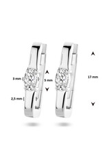 Zilveren oorringen - Gerhodineerd - Vierkante buis - Zirkonia