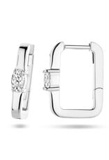Zilveren oorringen - Gerhodineerd - Vierkante buis - Zirkonia