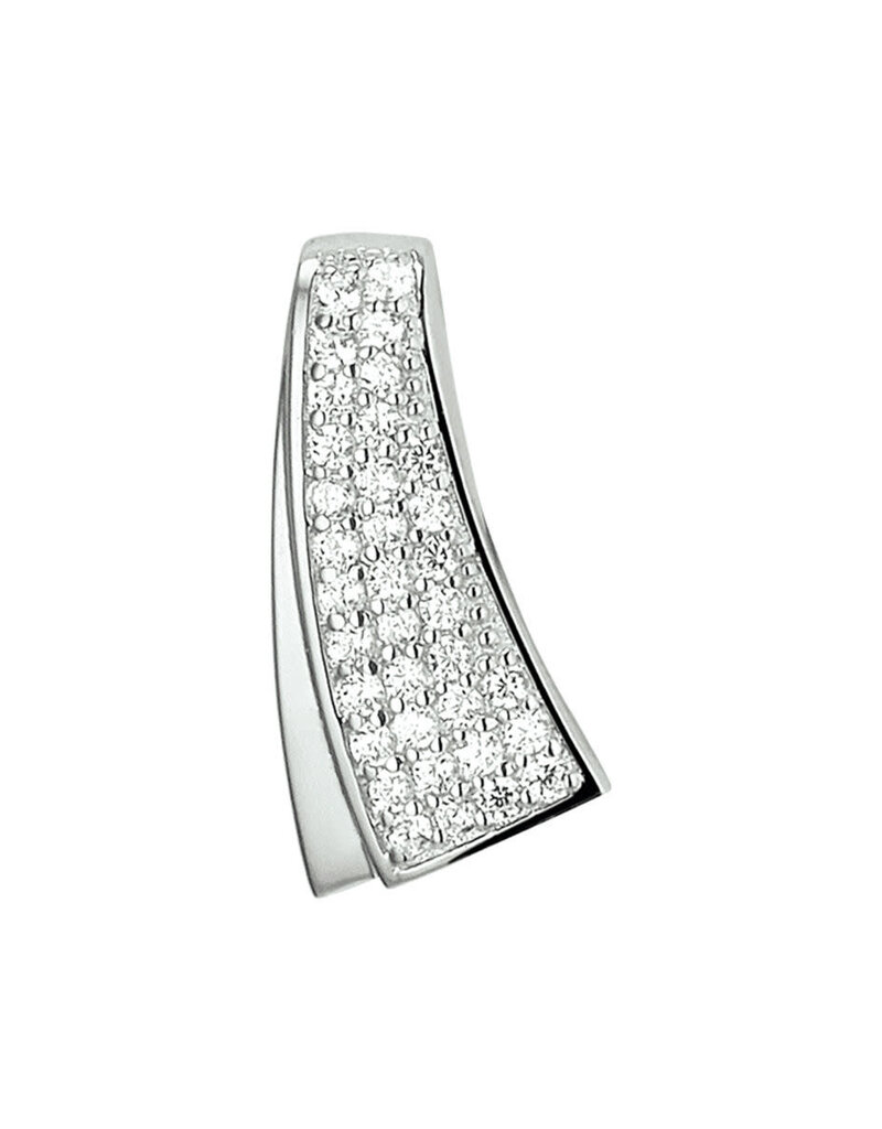 Zilveren hanger - Gerhodineerd -  Zirkonia