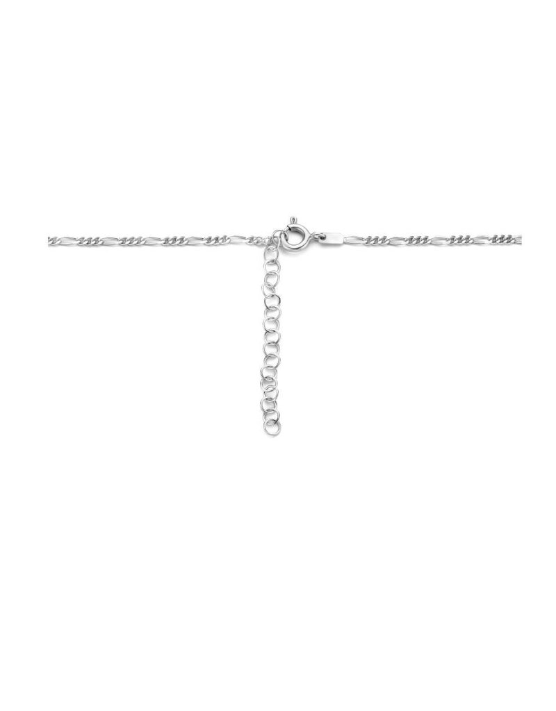 Zilveren collier - Gerhodineerd - Figaro - Hartje - 40/45 cm