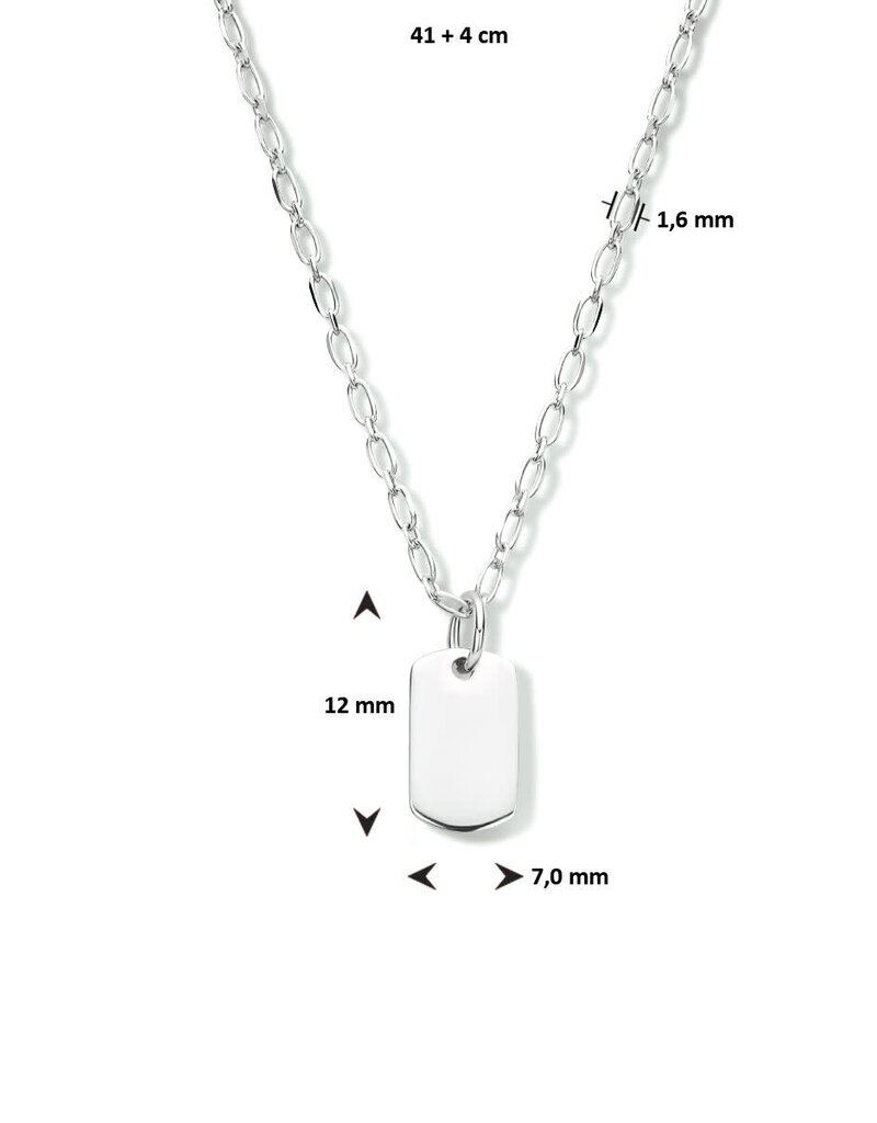 Zilveren collier - Gerhodineerd - Plaatje  - 41/45 cm