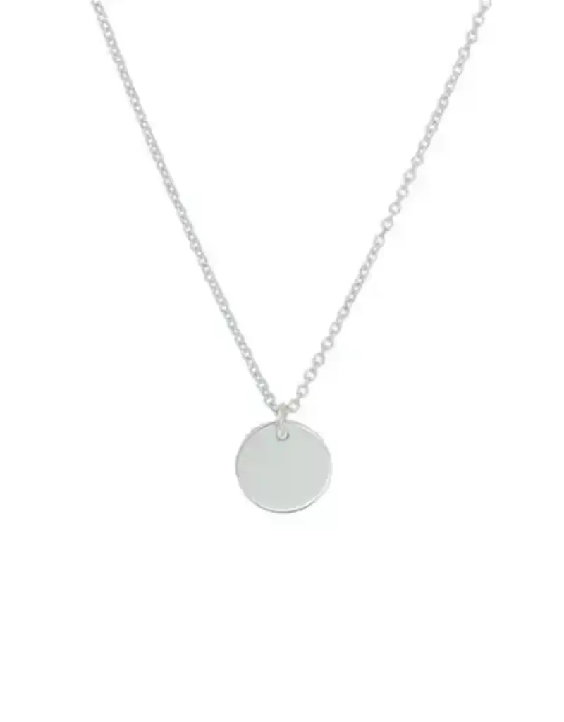 Zilveren collier - Gerhodineerd - Plaatje rond - 50/55 cm
