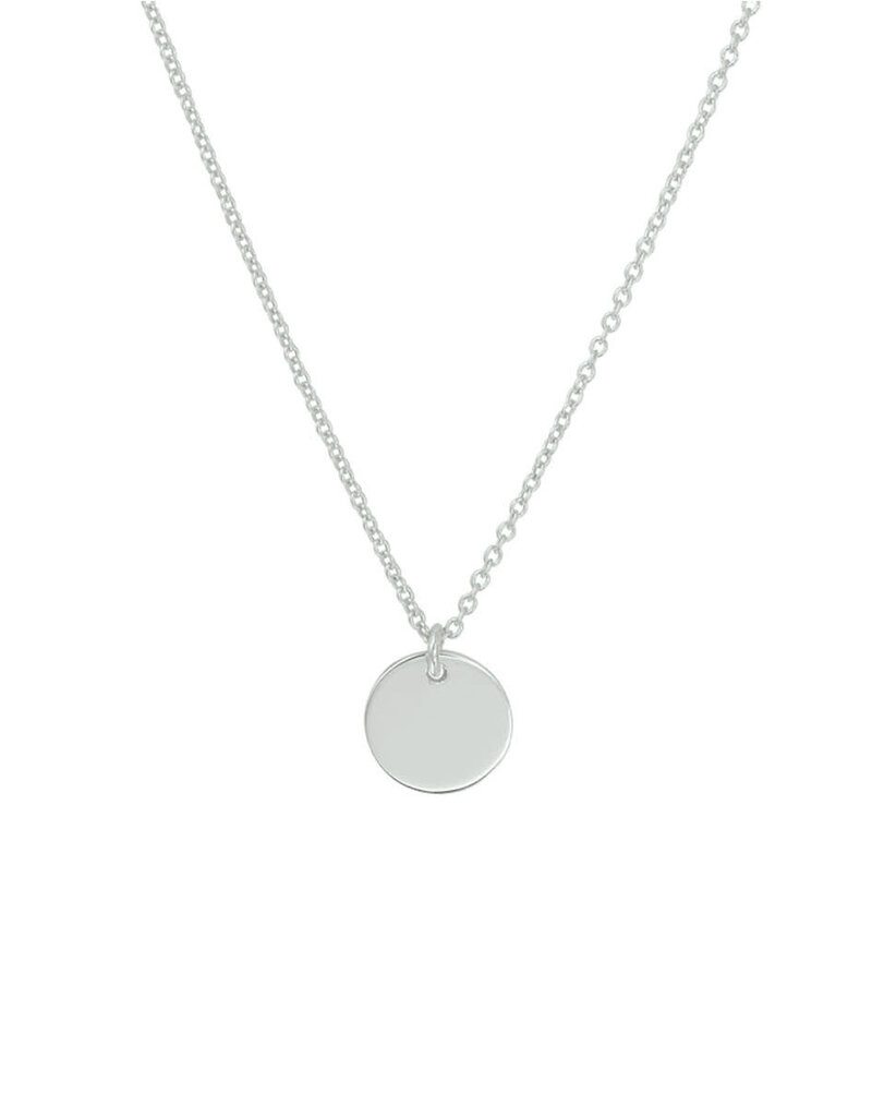 Zilveren collier - Gerhodineerd - Plaatje rond - 40/45 cm
