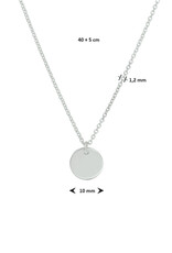 Zilveren collier - Gerhodineerd - Plaatje rond - 40/45 cm