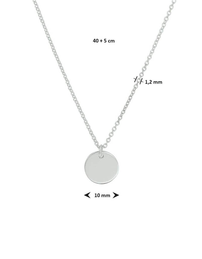 Zilveren collier - Gerhodineerd - Plaatje rond - 40/45 cm