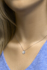 Zilveren collier - Gerhodineerd - Plaatje rond - 40/45 cm