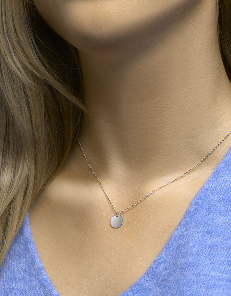 Zilveren collier - Gerhodineerd - Plaatje rond - 40/45 cm