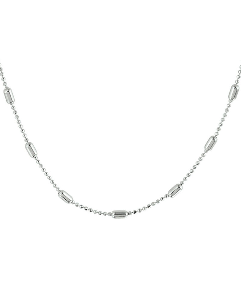 Zilveren collier - Gerhodineerd - Staafjes - 2.0 mm - 40 + 4 cm