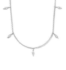 Zilveren collier - Gerhodineerd - Zirkonia - 41 + 4 cm