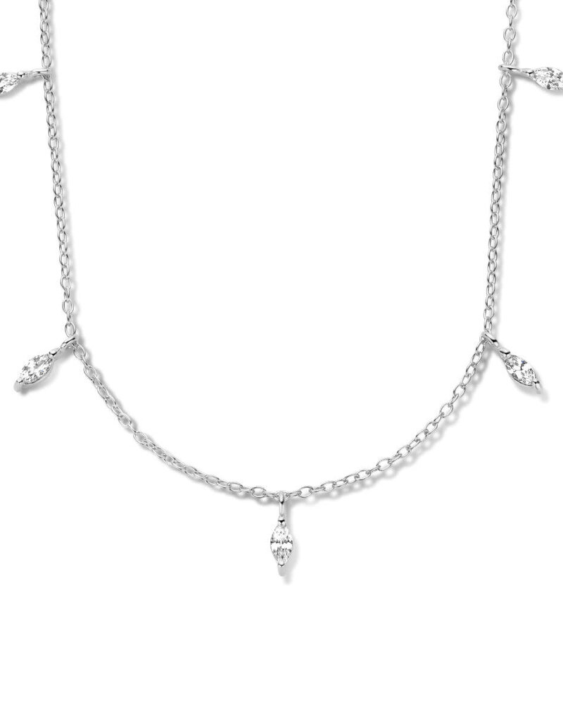 Zilveren collier - Gerhodineerd - Zirkonia - 41 + 4 cm